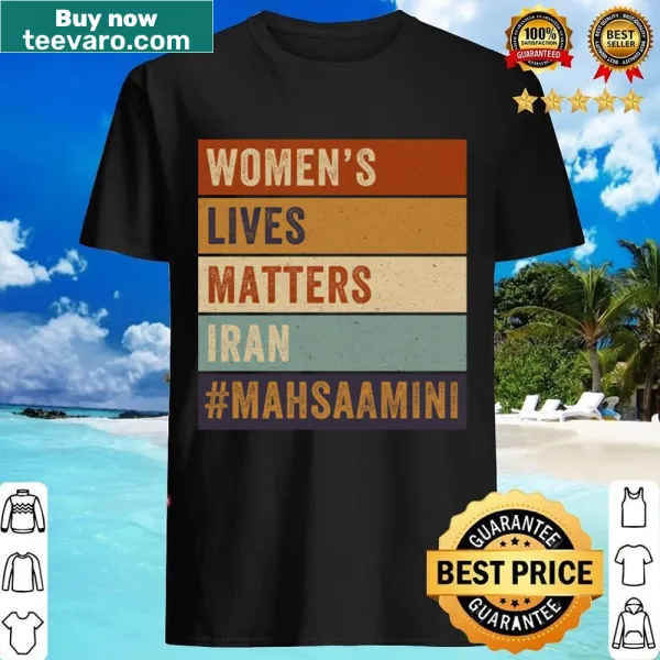 Fitted V-neck shirt with a statement on women's rights in Iran