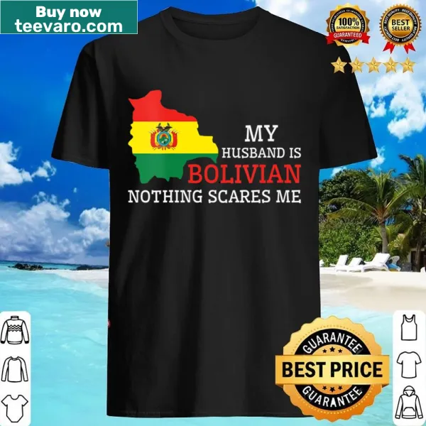 V-neck shirt with humorous text about a Bolivian husband