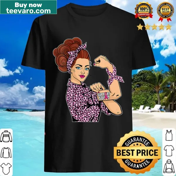 V-neck shirt celebrating black women and breast cancer awareness in leopard print