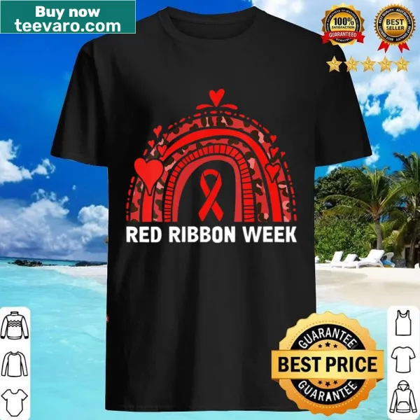 V-neck shirt for Red Ribbon Week awareness with bold text