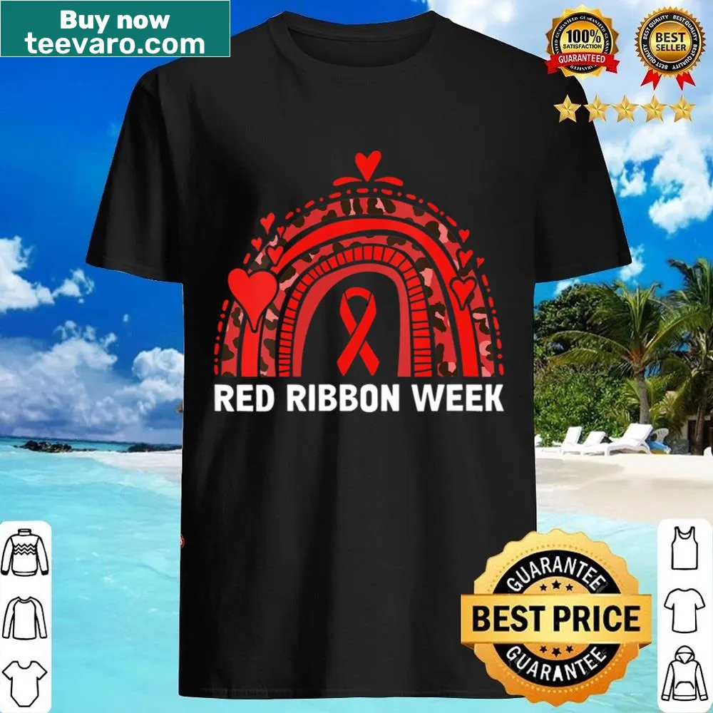 V-neck shirt for Red Ribbon Week awareness with bold text