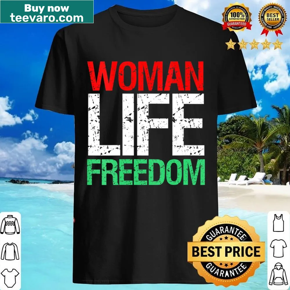 Vintage v-neck shirt with the slogan 'Woman Life Freedom'