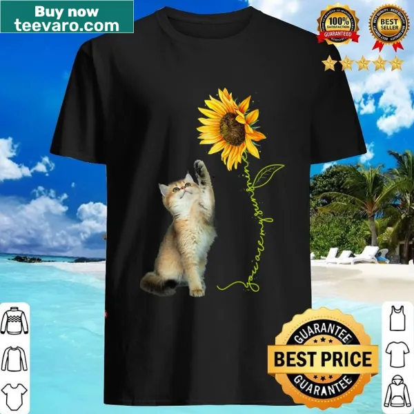 Illustration of a sunflower and cat with the text You're My Sunshine
