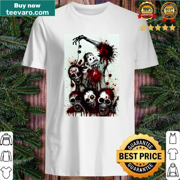 Retro graphic depicting a chilling zombie bloodbath scene