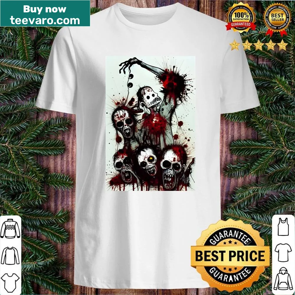 Retro graphic depicting a chilling zombie bloodbath scene