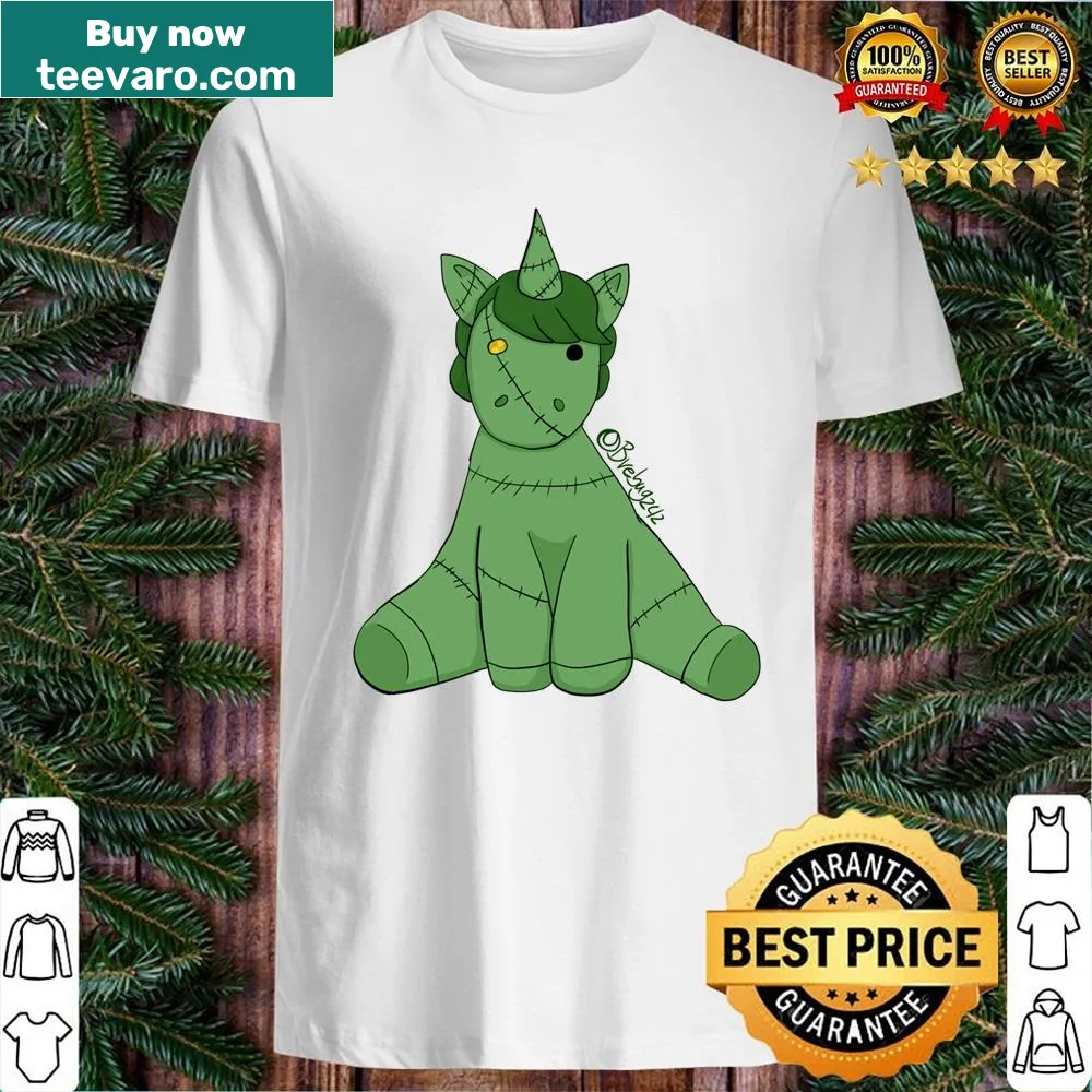 Shirt featuring a unique zombie unicorn illustration