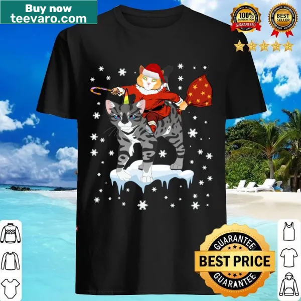 Cute cat Santa Caticorn design on T-shirt