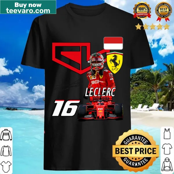 Black outline shirt celebrating racing driver Charles Leclerc