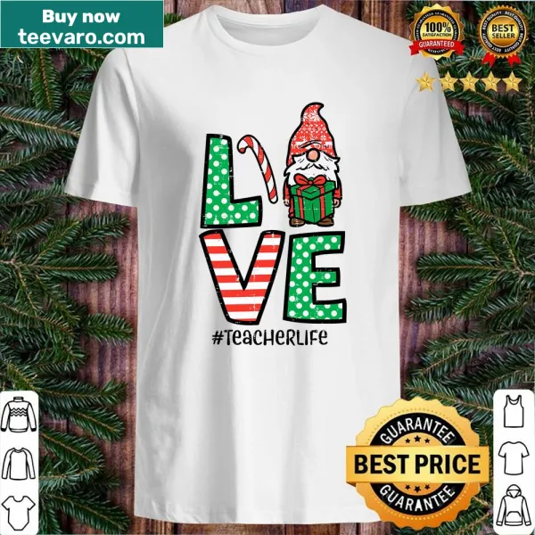 Christmas shirt for teachers featuring cute gnomes.