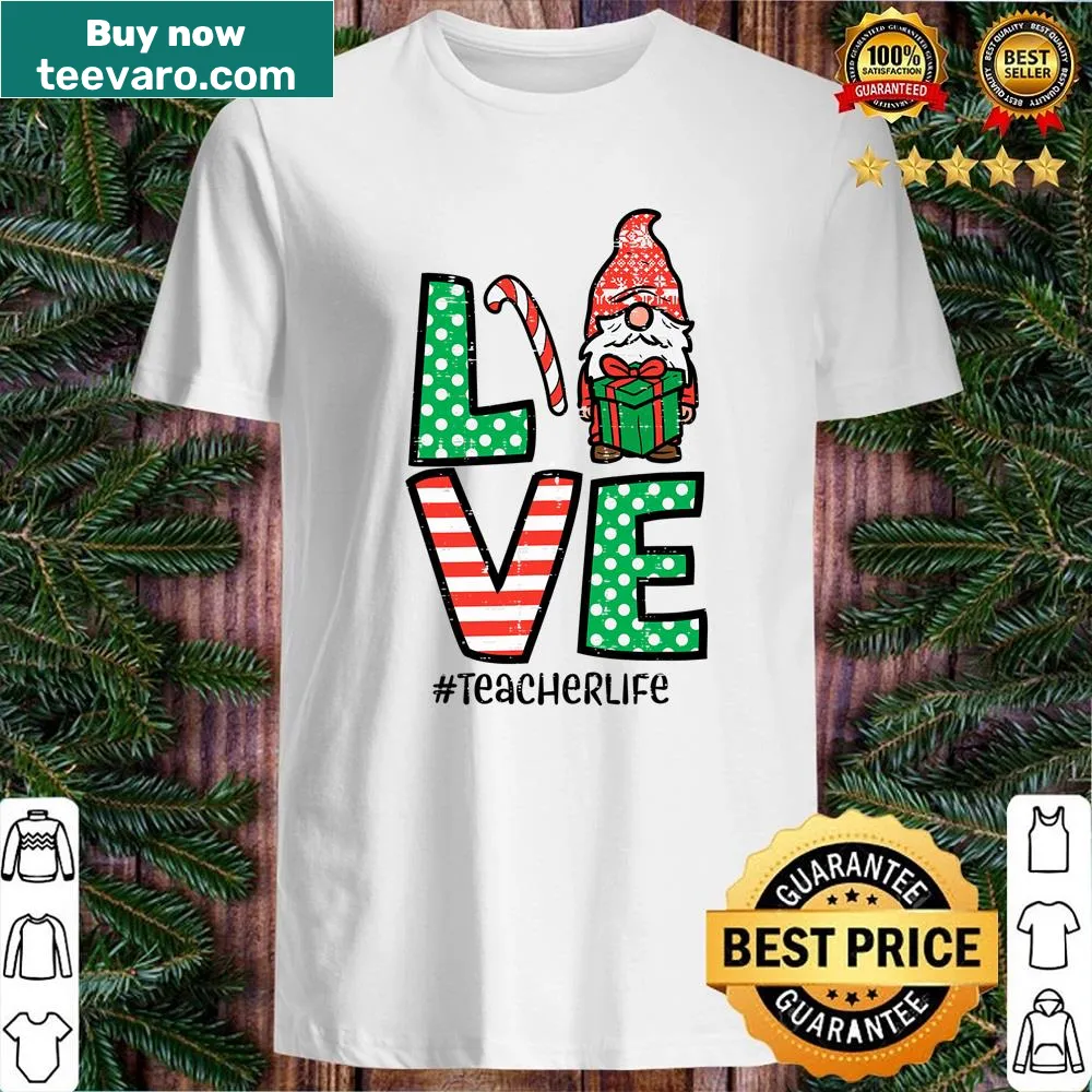 Christmas shirt for teachers featuring cute gnomes.