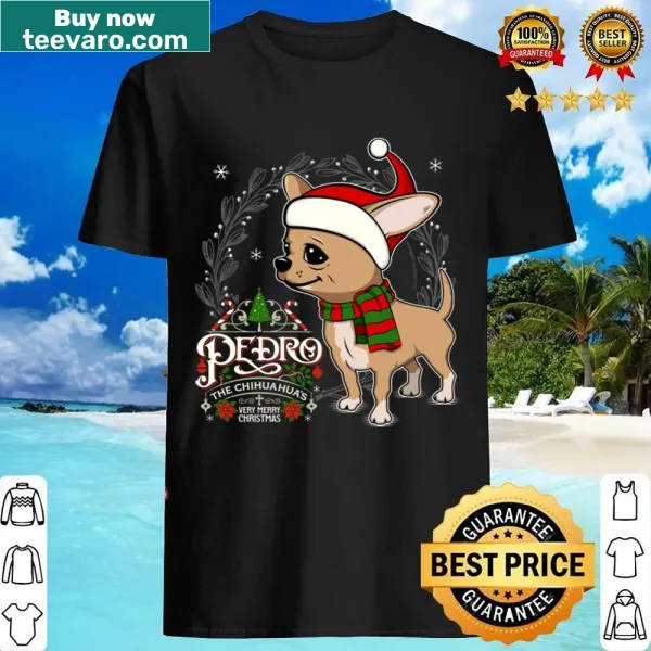 Vintage style Christmas shirt featuring a Chihuahua named Pedro