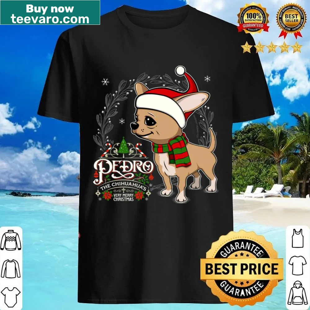 Vintage style Christmas shirt featuring a Chihuahua named Pedro