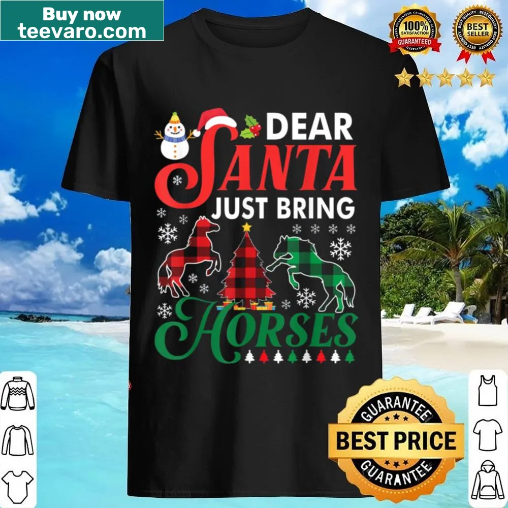 Playful illustration of Santa and horses for a Christmas shirt