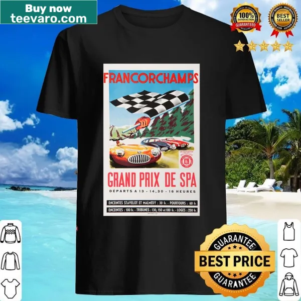 Vintage graphic celebrating Francorchamps Grand Prix on a racing shirt