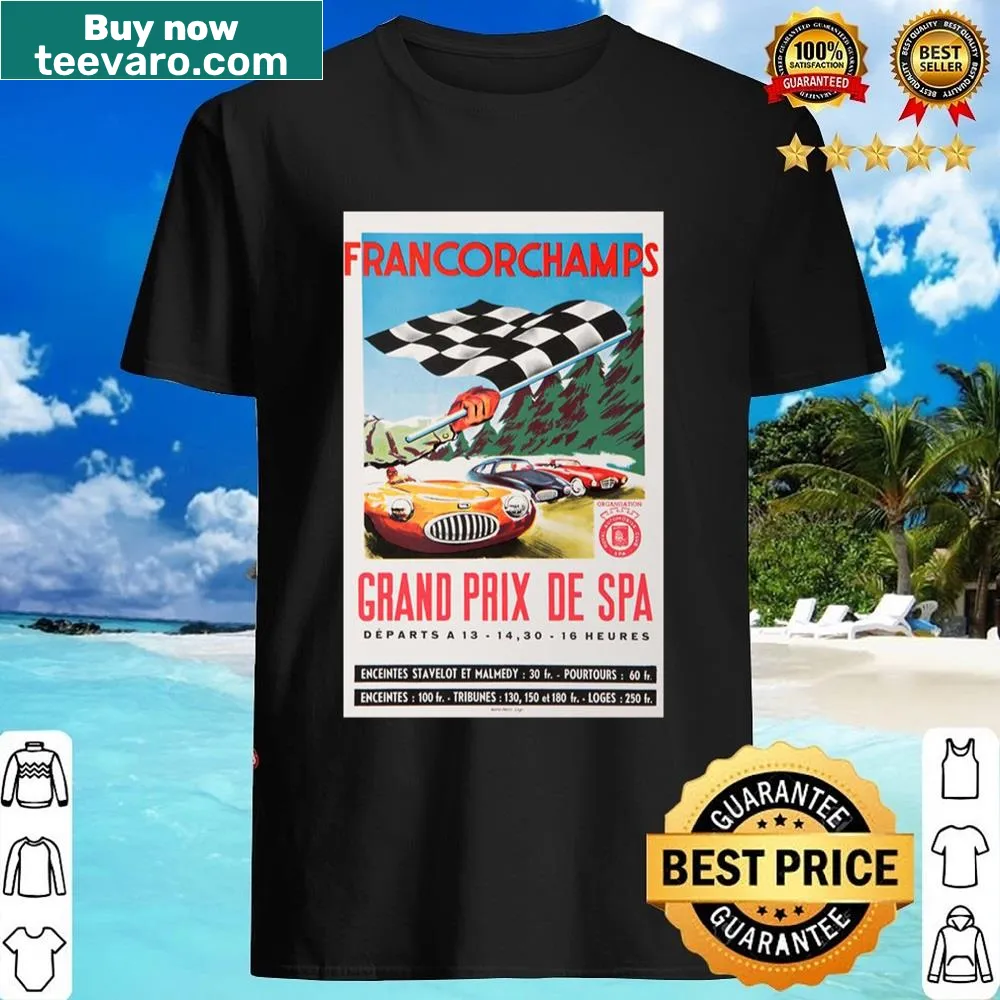 Vintage graphic celebrating Francorchamps Grand Prix on a racing shirt