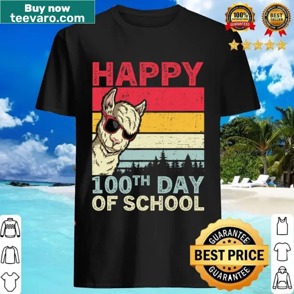 Milestone shirt celebrating the 100th day of school with a llama design