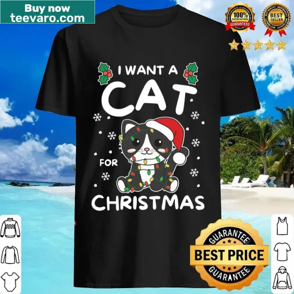 Cute cat-themed Christmas shirt with various illustrated cats