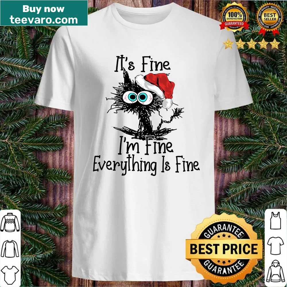 Humorous black cat Christmas shirt with funny festive graphics