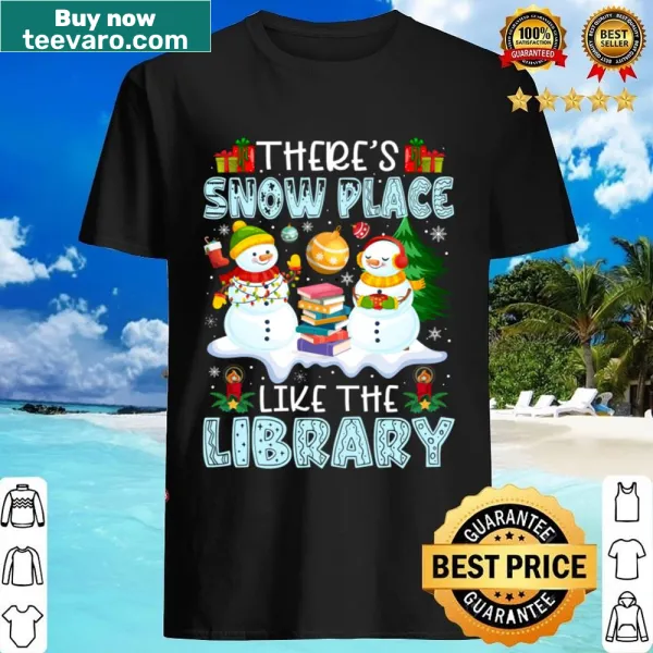 Whimsical library winter scene shirt for librarians