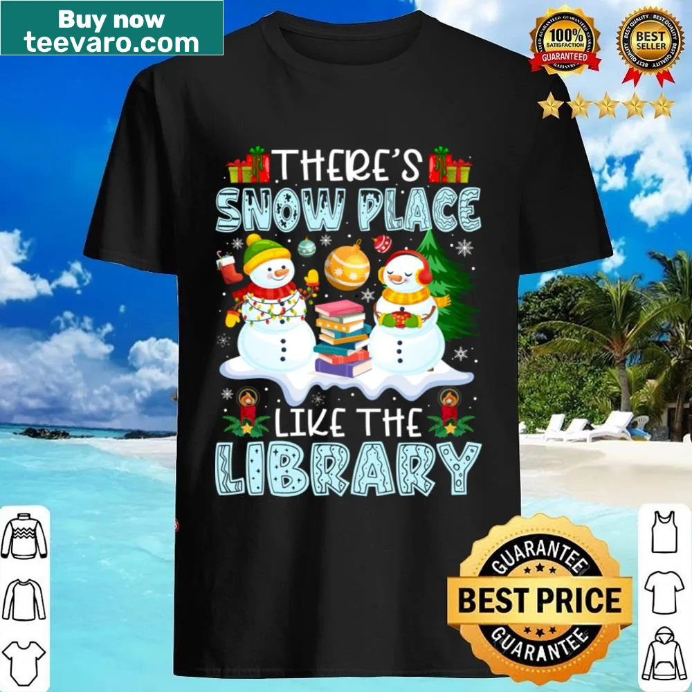 Whimsical library winter scene shirt for librarians