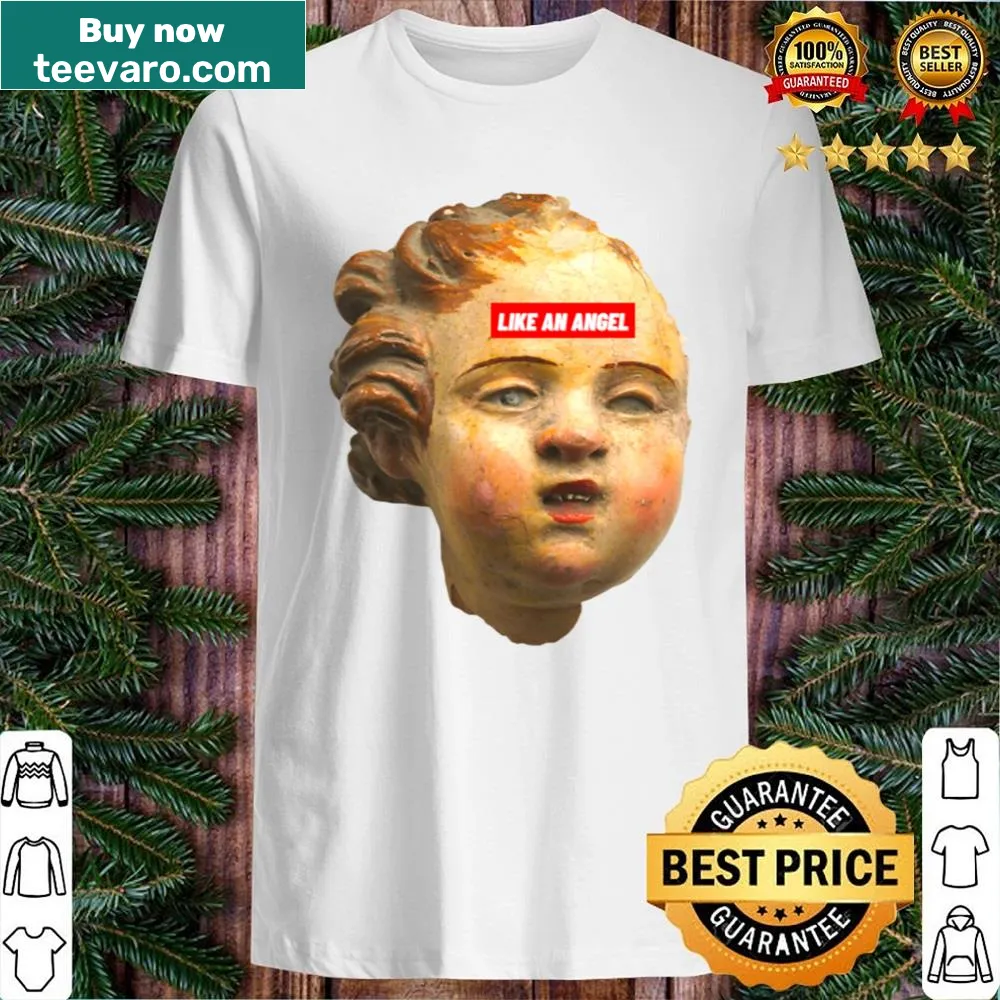 Whimsical angel-themed shirt with 'Like An Angel' text