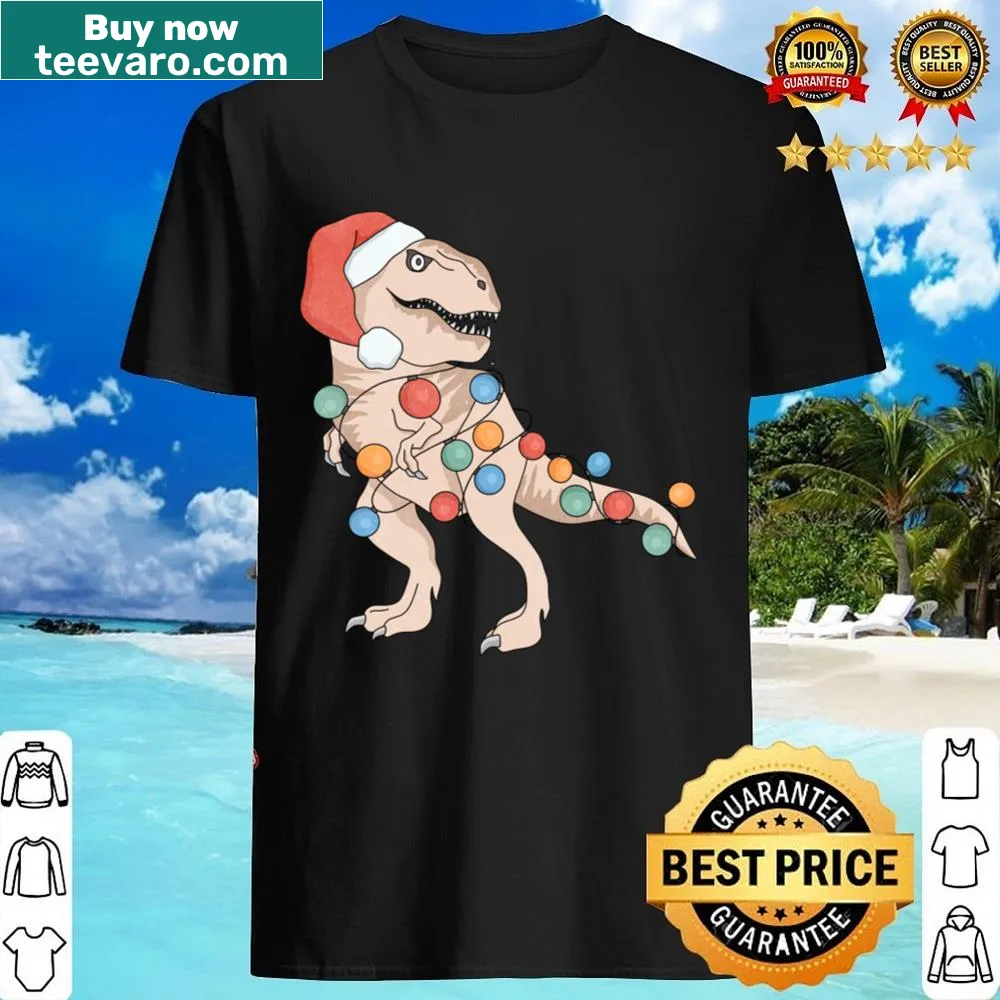 Funny T-Rex Santa dinosaur Christmas T-shirt