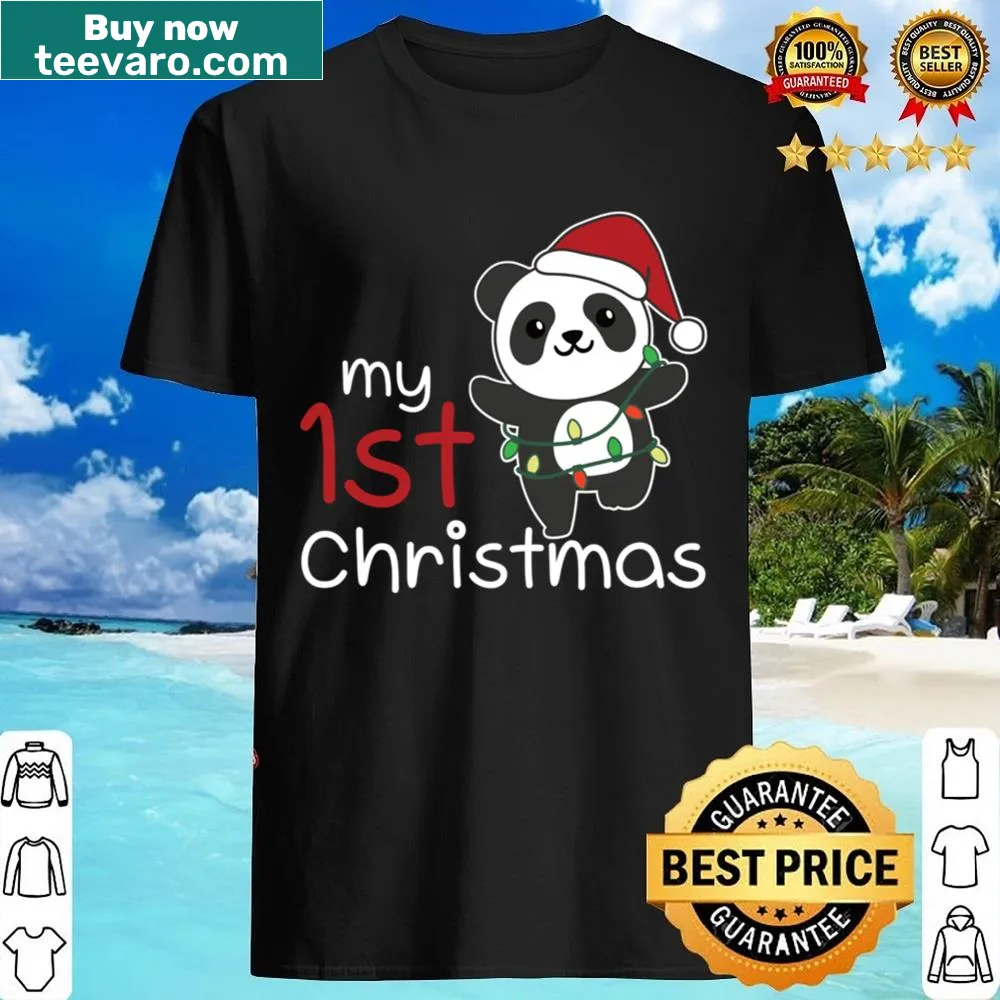 Cute shirt for kids featuring a panda celebrating Christmas