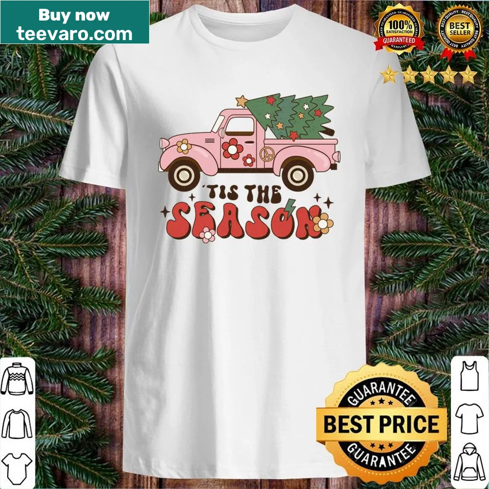 Vintage pickup truck shirt with festive decorations