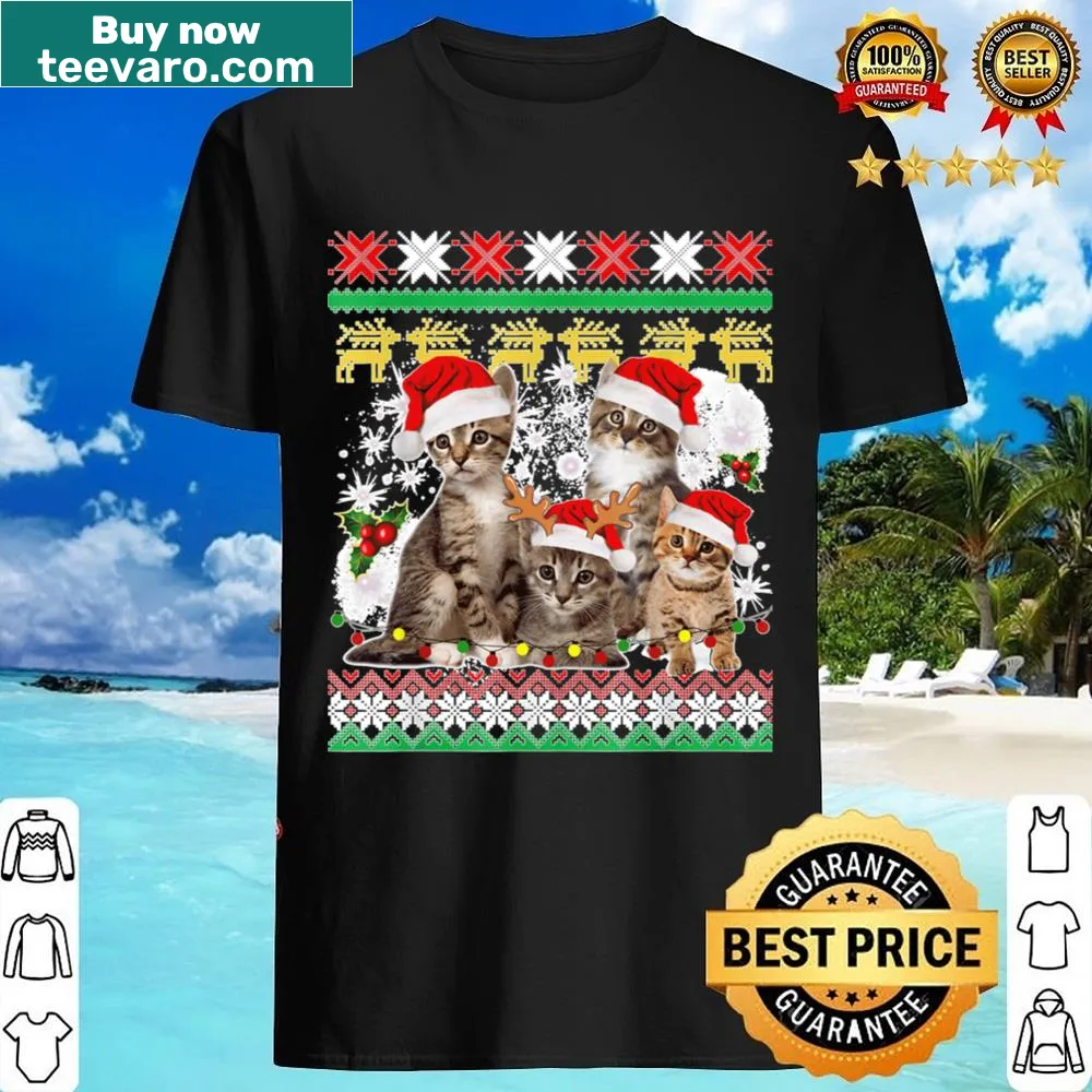 Playful Santa cats graphic shirt for cat moms
