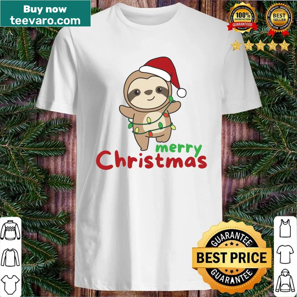 Sloth Christmas shirt with winter animals