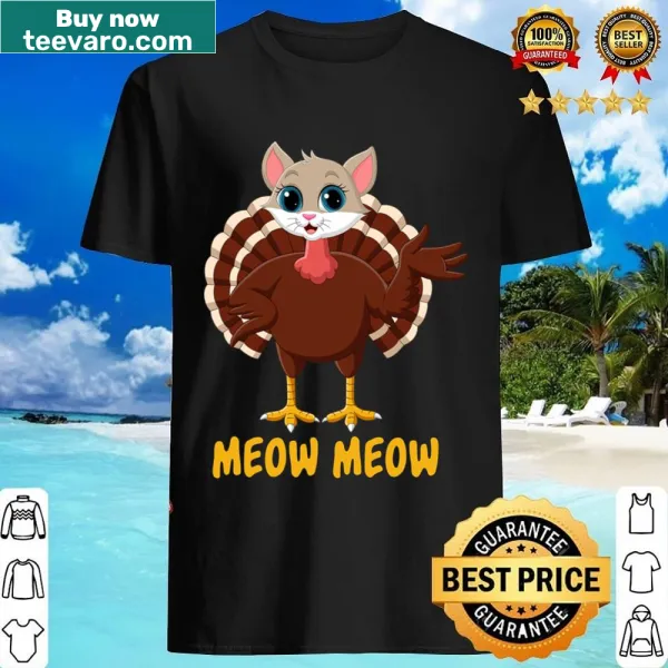 Funny Thanksgiving cat shirt with humorous turkey graphic