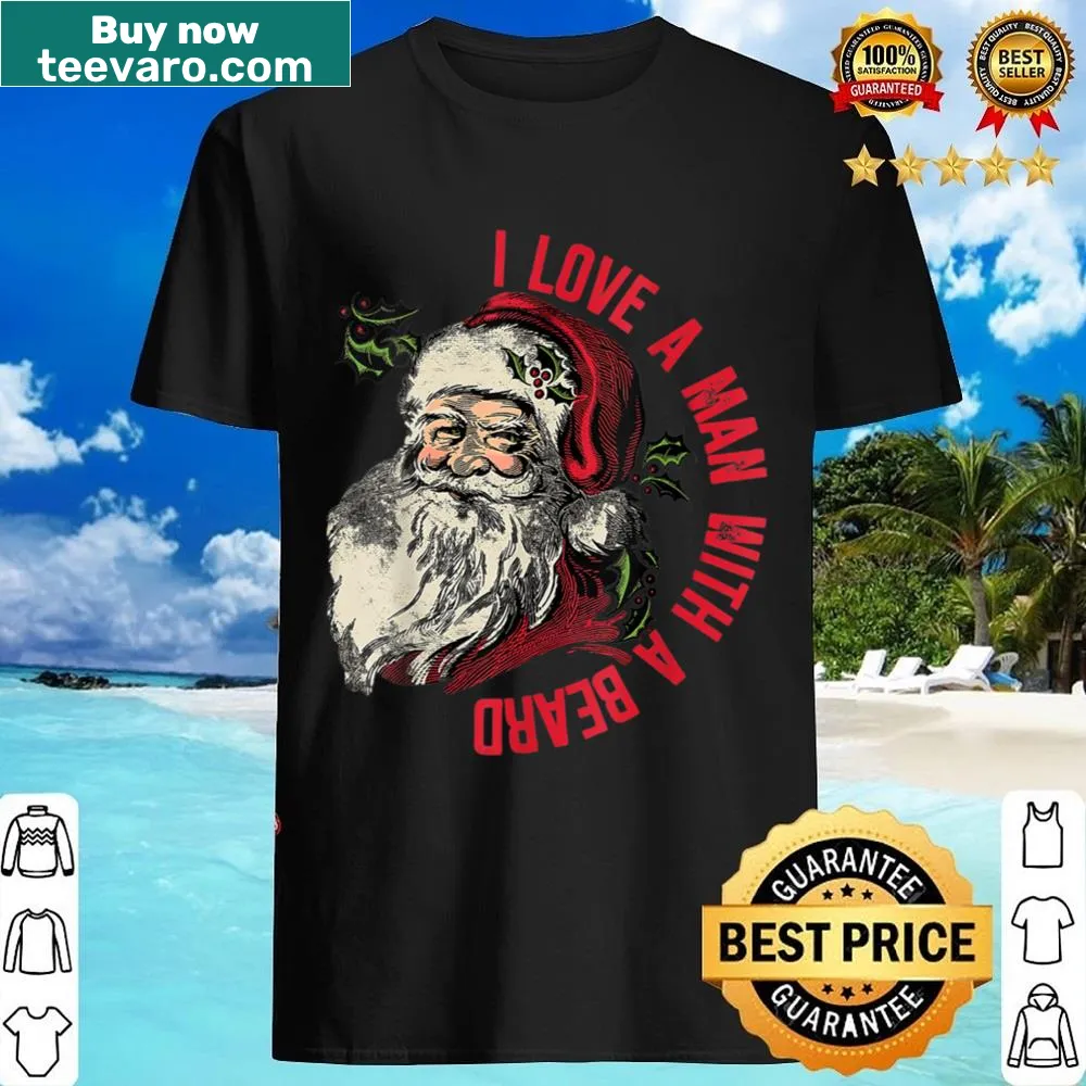 V-neck Christmas shirt for women celebrating bearded men