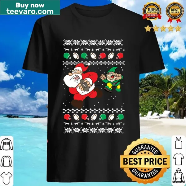Football Player Santa and Elf graphic for Christmas