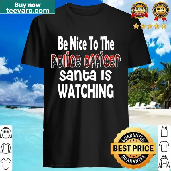 Funny Police Officer Christmas shirt with buffalo plaid and Santa design