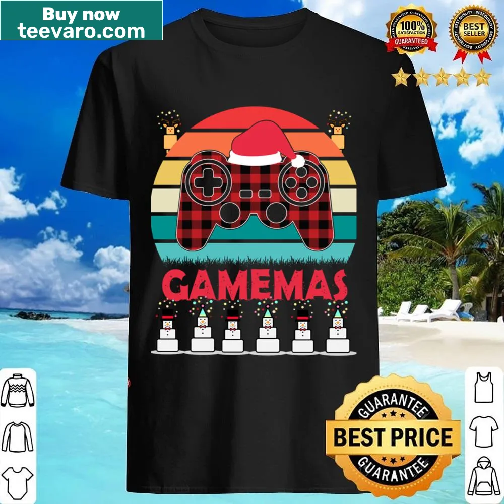 Funny gaming-themed shirt with cartoon elements