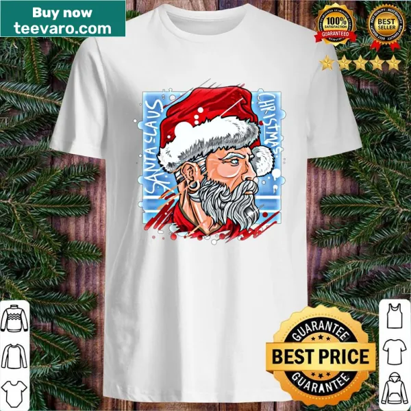 Retro Santa Claus design on a vintage-inspired Christmas shirt