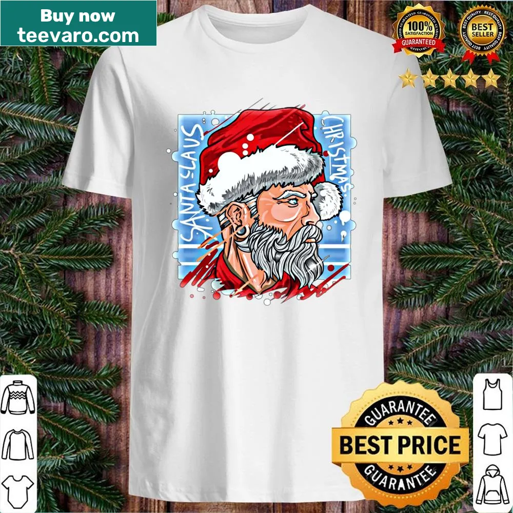 Retro Santa Claus design on a vintage-inspired Christmas shirt