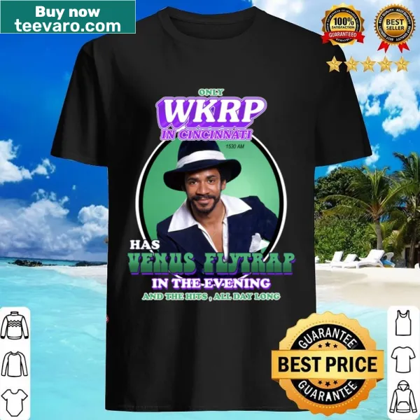 Illustrated shirt featuring Venus Flytrap DJ from WKRP