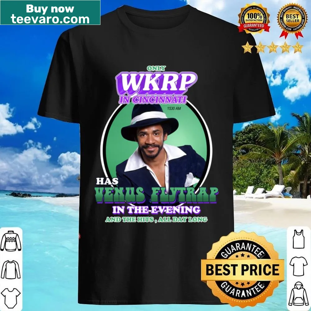 Illustrated shirt featuring Venus Flytrap DJ from WKRP