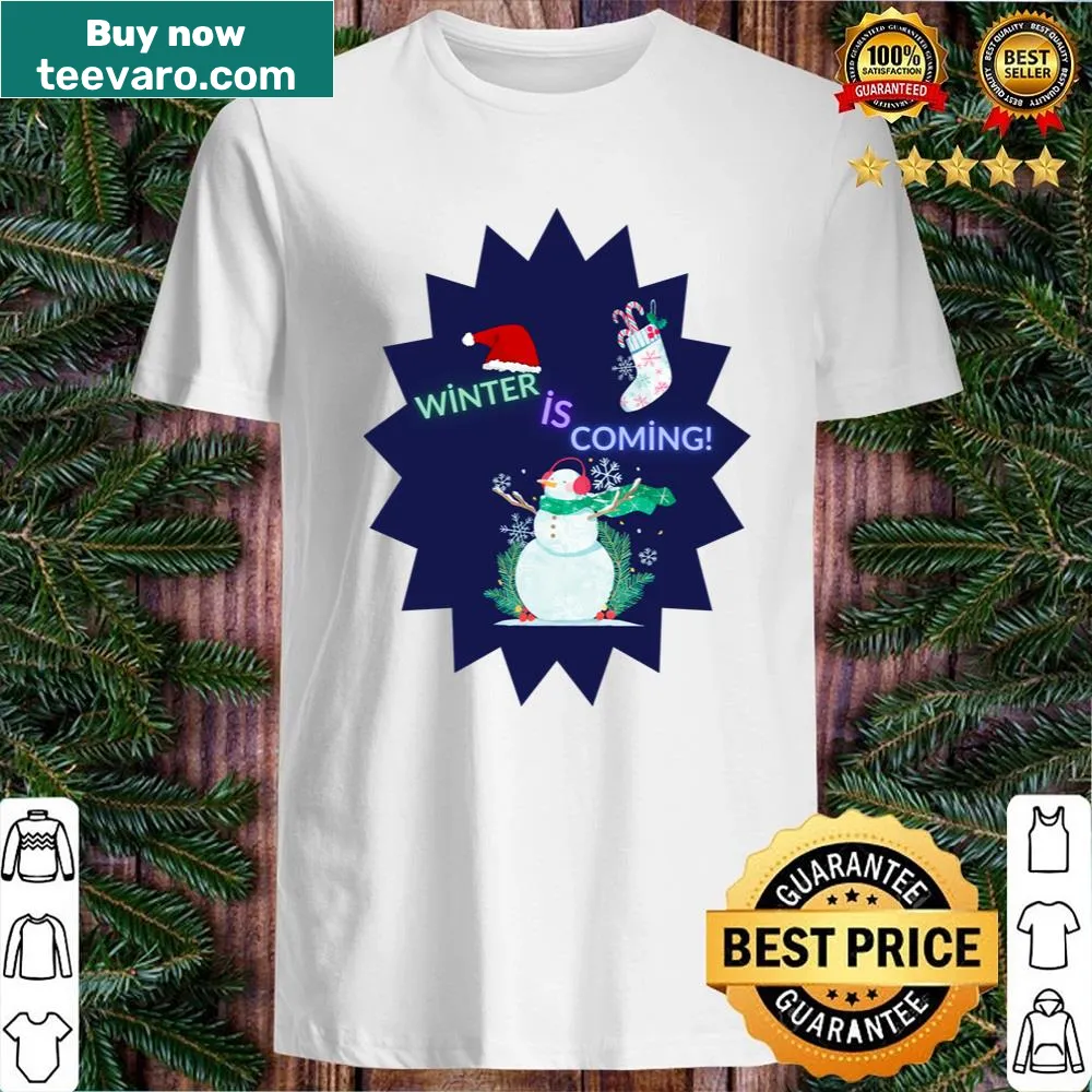 Winter-themed shirt with playful sticker graphics