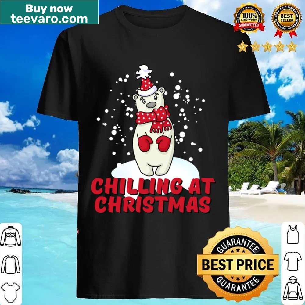 Cute polar bear illustration on a Christmas shirt