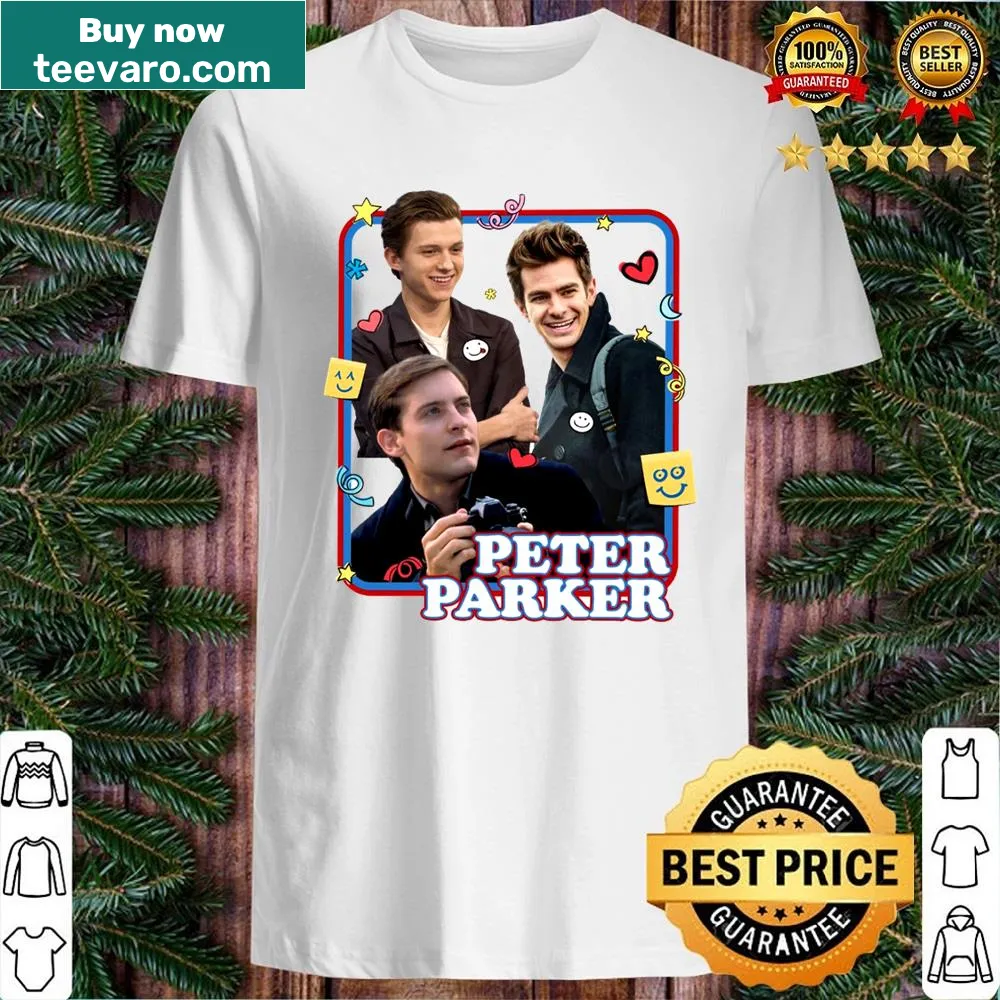 Peter Parker smiling graphic on a shirt