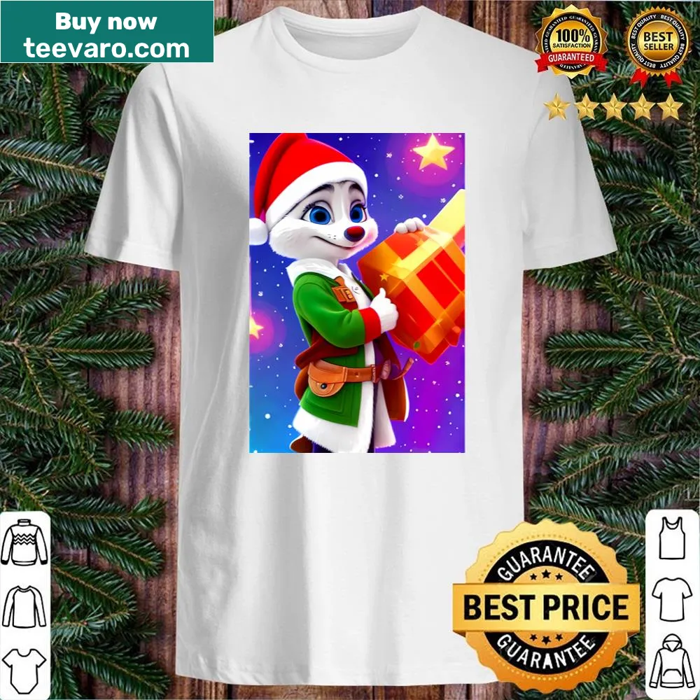 Cute Christmas fox with holly shirt