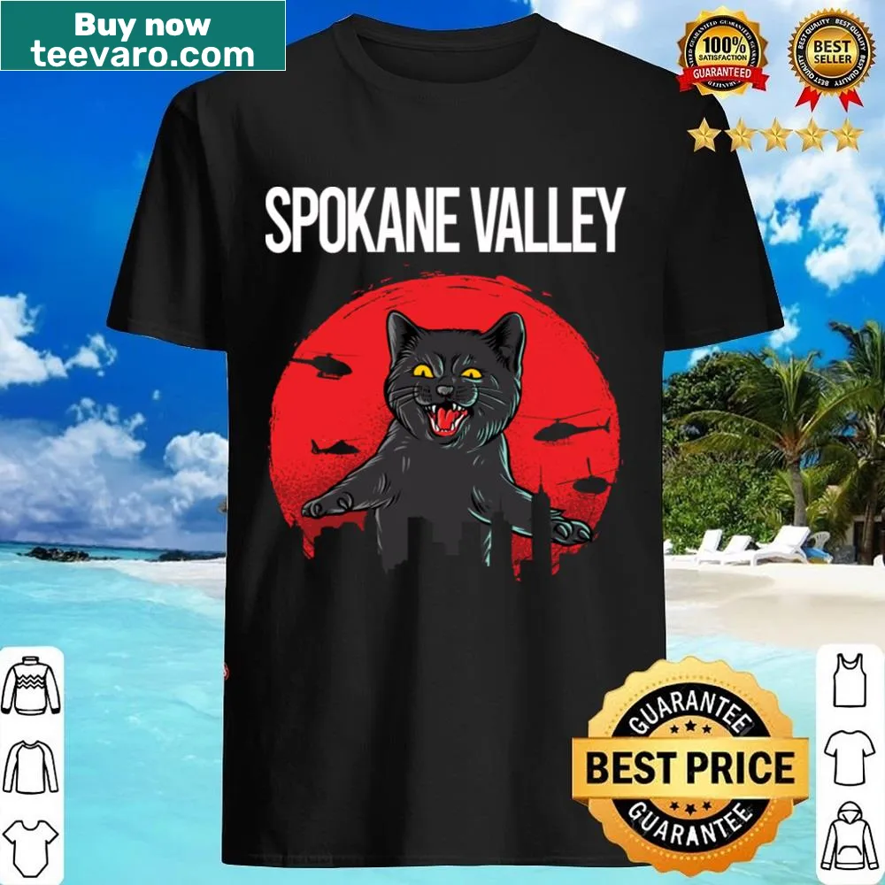 Black cat design with humorous text for Spokane Valley fans