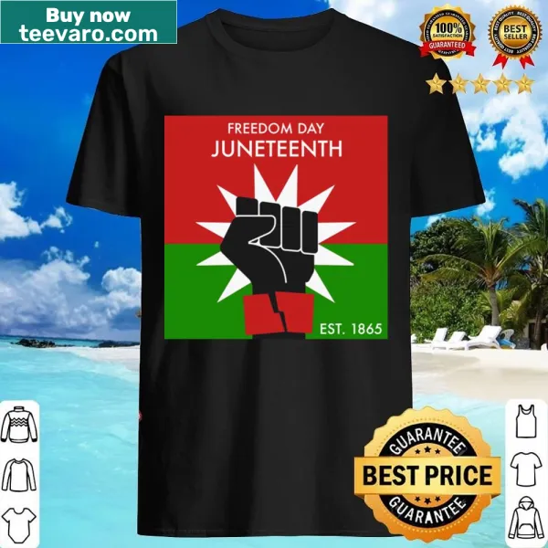 Shirt with Juneteenth Freedom Day Black Liberation Flag design