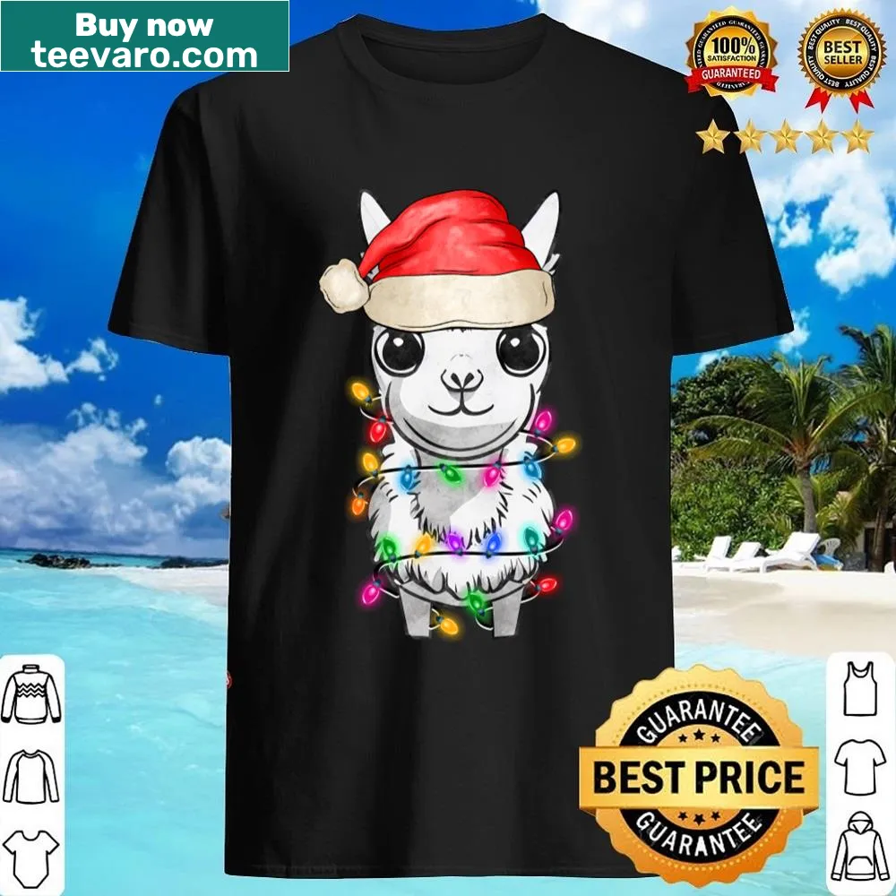Fun shirt featuring a llama with Christmas tree lights