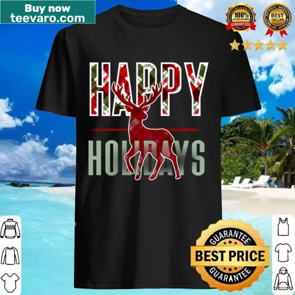 Lightweight shirt with reindeer illustration over buffalo check pattern