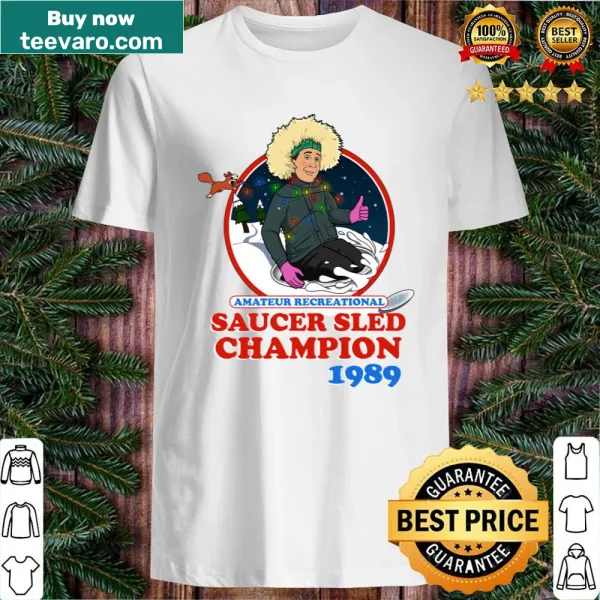 Funny vintage sledding champion t-shirt with playful graphic
