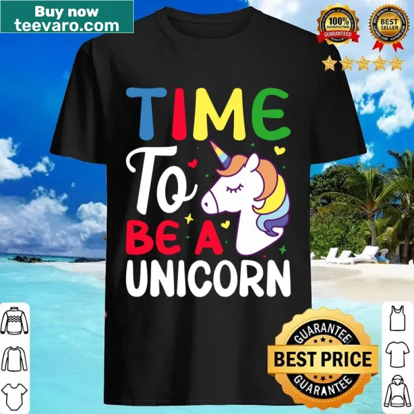 Shirt featuring whimsical unicorn illustration and message