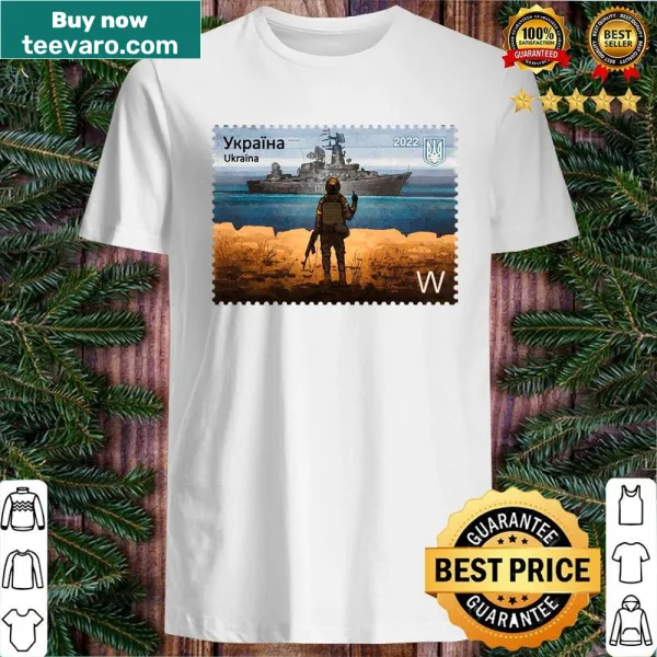 Typography shirt with the phrase 'Russian Warship Go Fuck Yourself!'